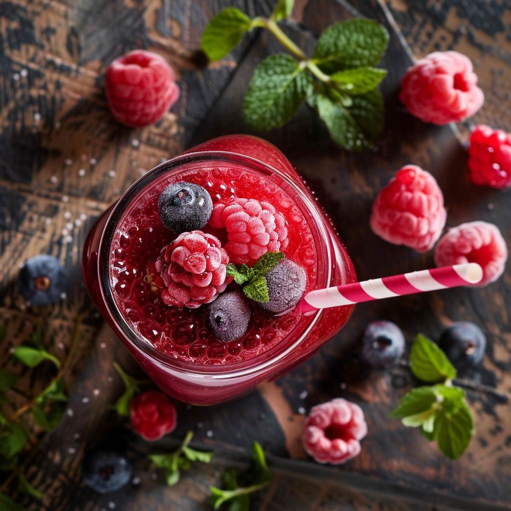 Le jus de fruits rouges