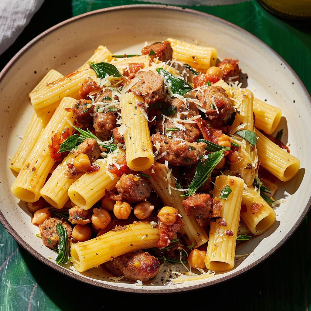 Sausage And Fennel Chickpea Rigatoni